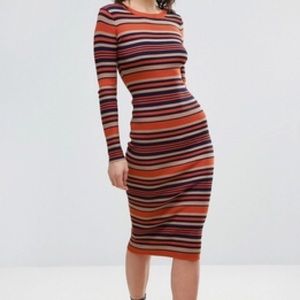 QED London Stripe Bodycon Midi Dress